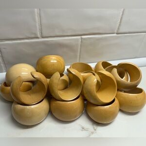 Curvy wooden polished napkin rings vintage
